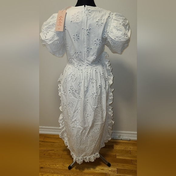 NWT Simone Rocha × H&M Eylet white dress with puff sleeves Cinch Waist - Picture 14 of 16